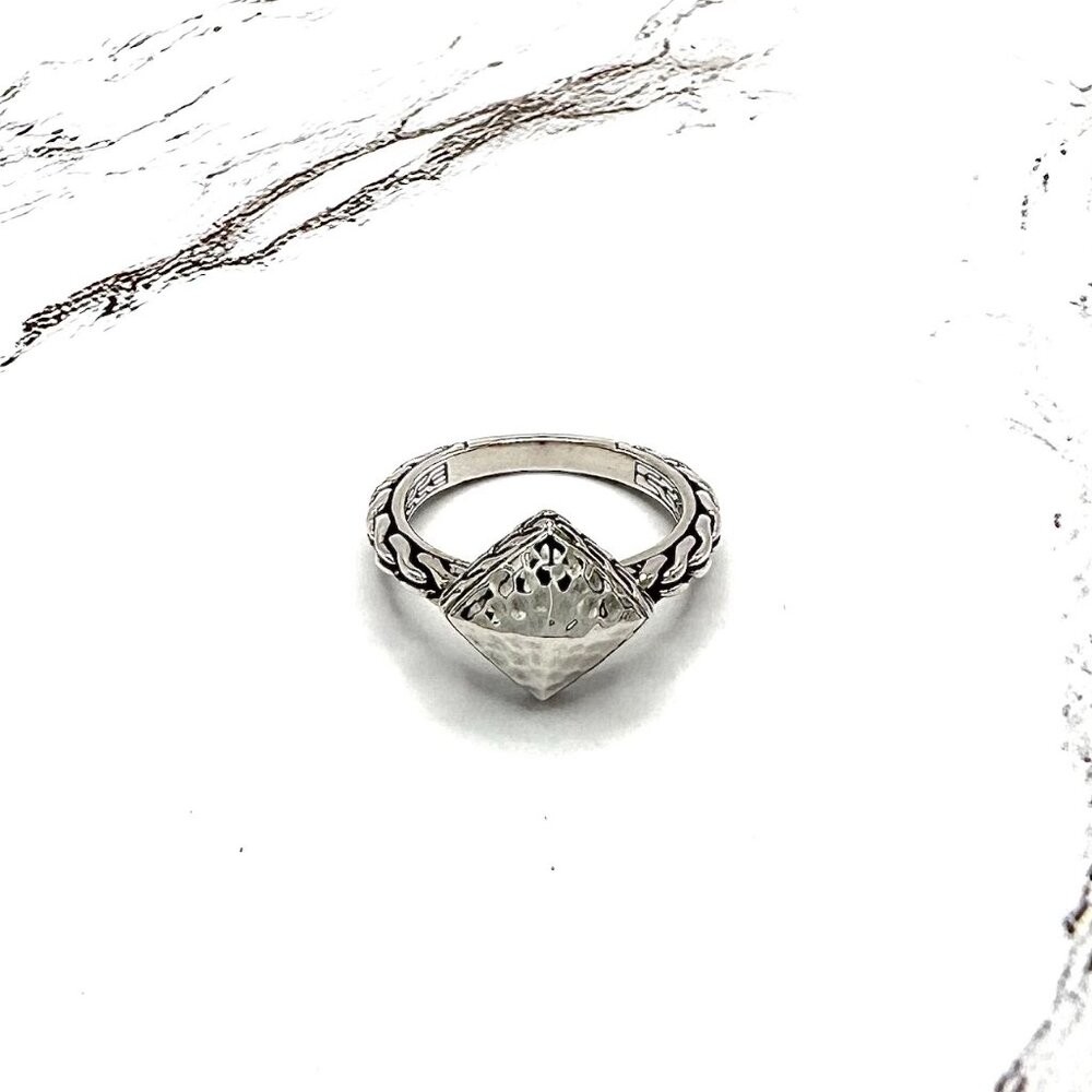 John Hardy Designer 925 Sterling Silver Hammered Texture Dome Ring Size 7